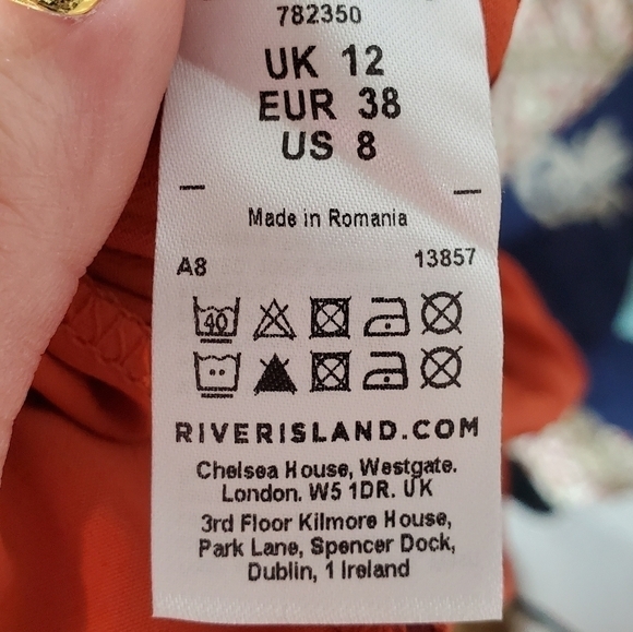 River Island Size 8 Jumpsuit in Orange Apricot Guc - Picture 6 of 7